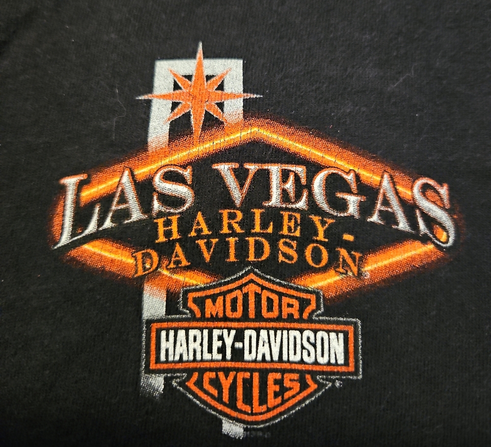 Harley-Davidson Black Tee with Orange Las Vegas Graphic